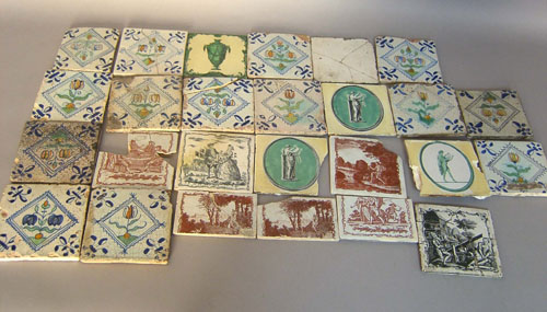 Appraisal: Twenty-six Delft tiles