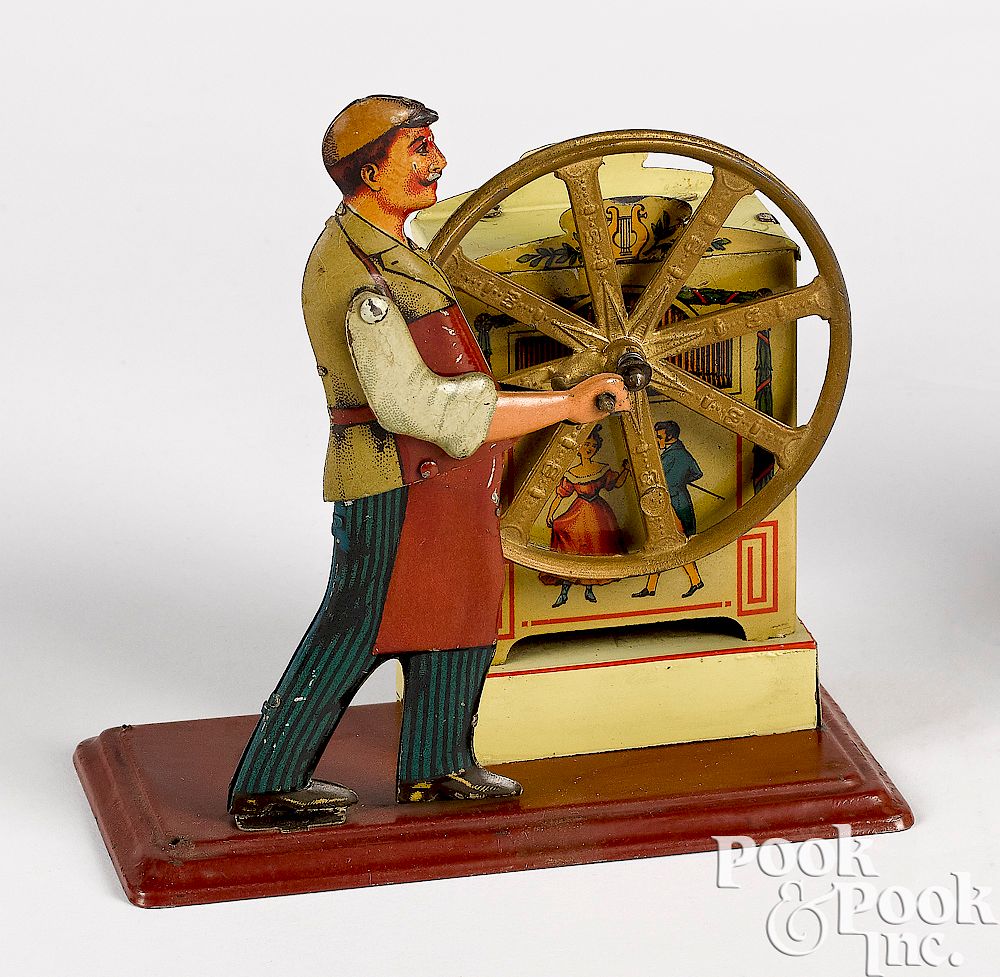 Appraisal: Bing musical organ grinder steam toy accessory Bing lithograph tin