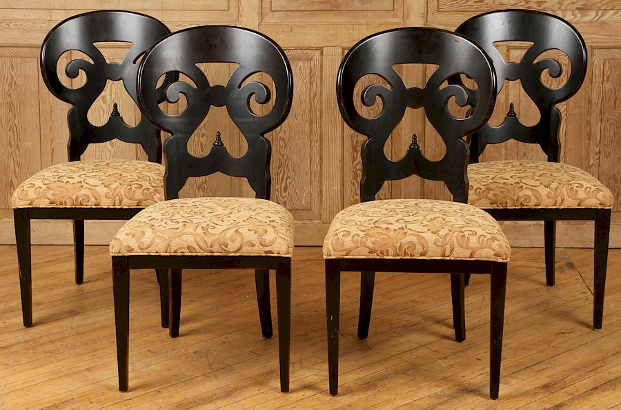 Appraisal: SET BIEDERMEIER STYLE DINING CHAIRS CARVED BACK A set of