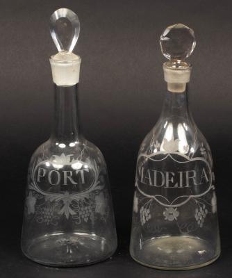 Appraisal: Two English decanters of mallet form circa engraved for Madeira