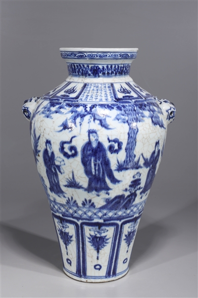 Appraisal: Chinese blue and white porcelain vases with figures and molded