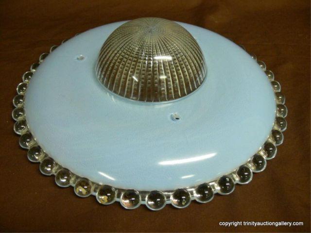 Appraisal: Vintage Ceiling Light Cover Blue with Bubble Edge - Three