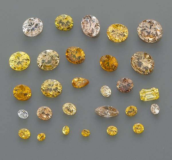 Appraisal: A collection of unmounted colored diamonds comprising twenty-eight diamonds of