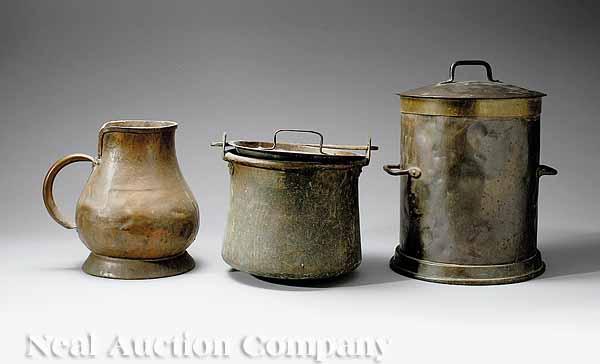 Appraisal: A Group of Antique French Copper Utensils th c comprising