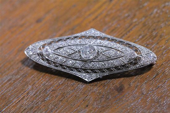 Appraisal: ART DECO BAR PIN Diamond bar pin with old European