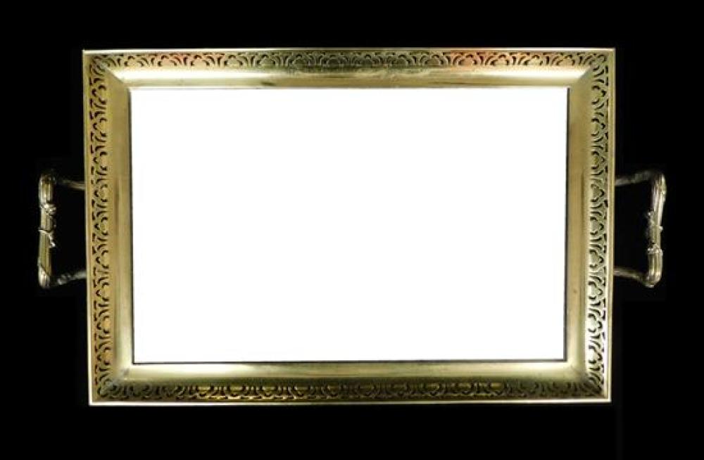 Appraisal: Louis XVI style polished metal vanity tray stamped Baccarat oblong