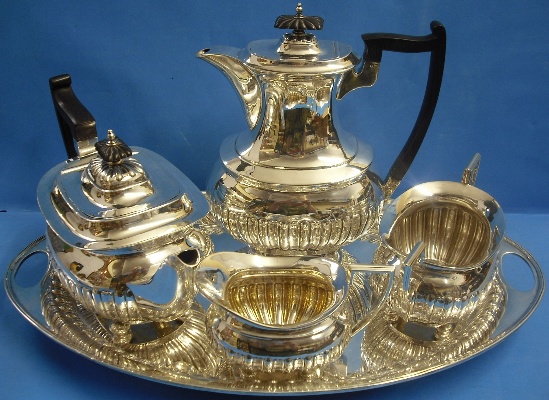 Appraisal: Walker Hall Silver piece Teaset with Tray London Hallmark Tray