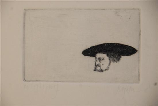 Appraisal: Leonard Baskin Etching Henry VIII pencil signed AP x