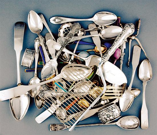 Appraisal: American coin silver spoons and sterling flatware th century collection