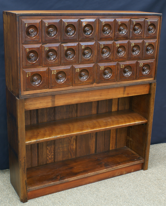 Appraisal: Walnut drawer apothecary th c on a later base w