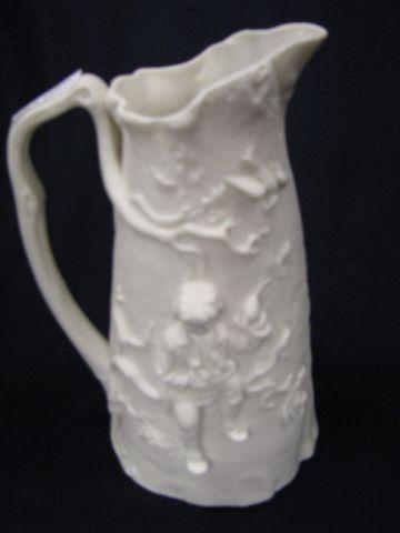 Appraisal: Early Parian Pitcher raised designs with boy climbing tree other