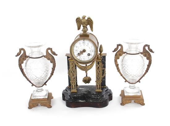 Appraisal: Pair French urns and AD Mougin clock late th century