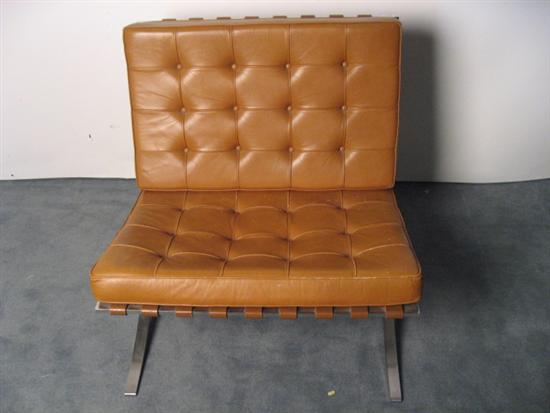 Appraisal: A Tan Leather and Chrome Barcelona Chair for Knoll Purchased