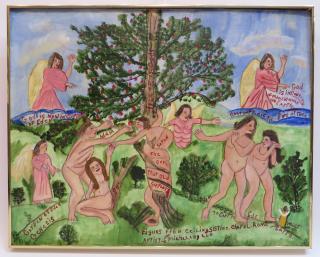 Appraisal: Outsider Art Adam Eve Signed M West Outsider Art Adam