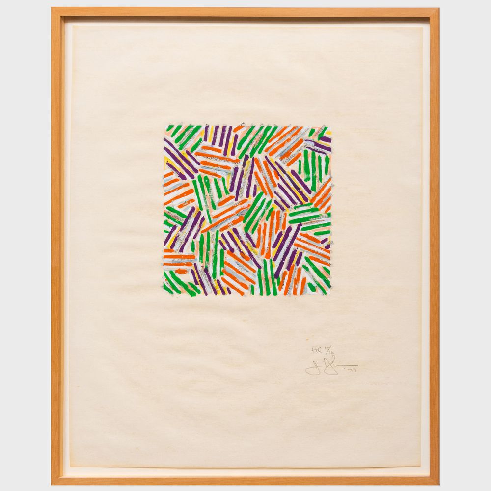 Appraisal: Jasper Johns b Untitled Screenprint in colors on buff paper