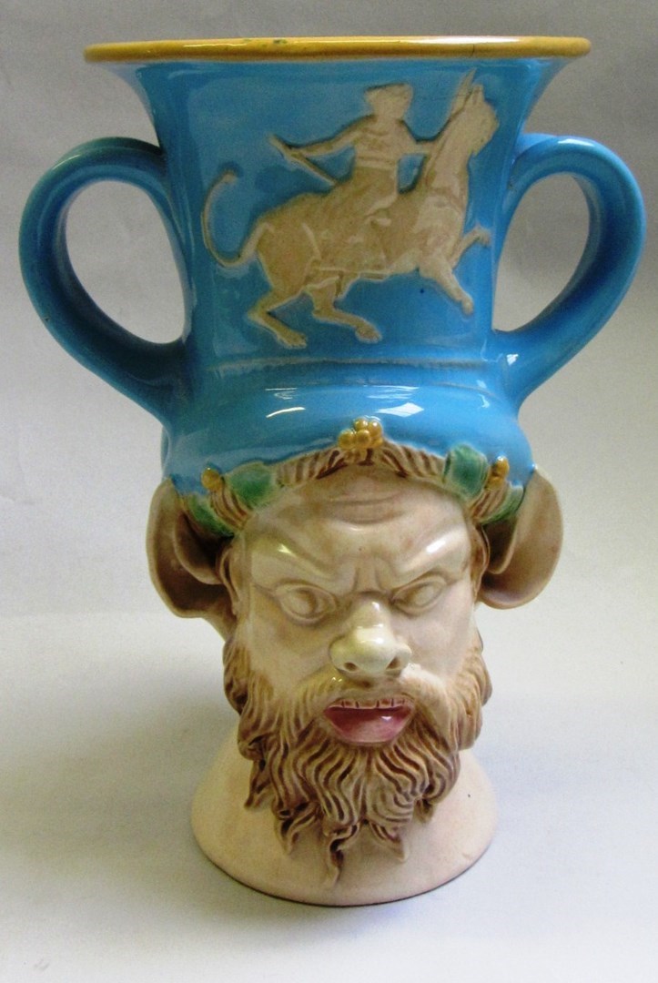 Appraisal: A Minton majolica two handled double face vase circa one