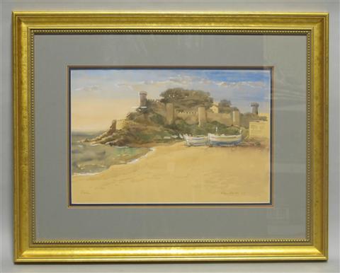 Appraisal: SPANISH TH CENTURY CASTLE AT TOSSA Watercolor on paper x