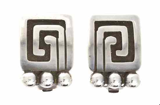 Appraisal: A Vintage Pair of Sterling Silver Earclips designed by Miguel