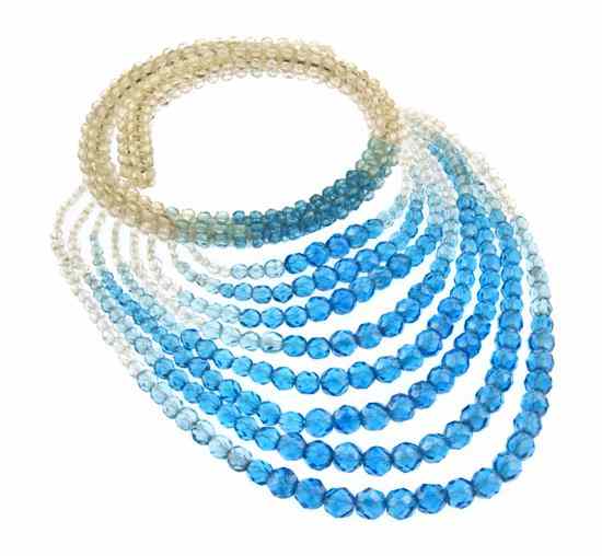 Appraisal: A Coppola E Toppo Blue and Clear Bead Multistrand Necklace