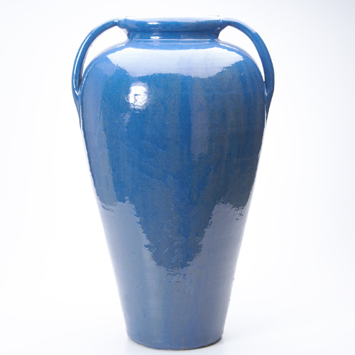 Appraisal: GARDEN URN covered in glossy blue flambe glaze Unmarked x