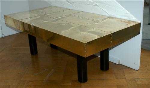 Appraisal: FRENCH COFFEE TABLE circa Brass and wood with black lacquer