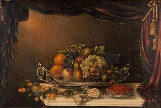 Appraisal: American School mid th century Still Life with Fruit and