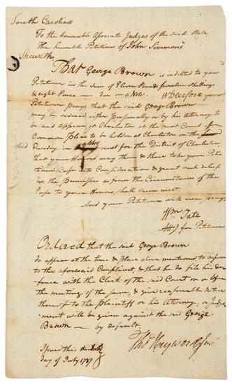 Appraisal: AMERICAN REVOLUTION - HEYWARD Thomas Jr Manuscript document signed a