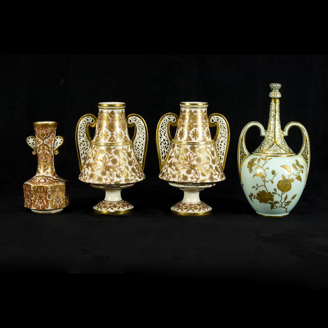 Appraisal: LOT OF ROYAL CROWN DERBY PORCELAIN RETICULATED VASES IN THE