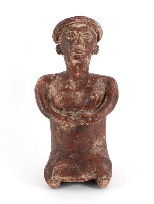 Appraisal: PERUVIAN MOCHE FEMALE EFFIGY BUST Figure of a seated female