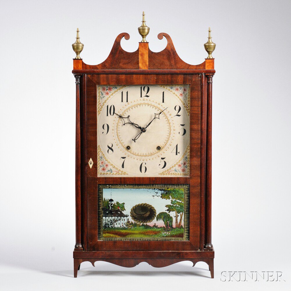 Appraisal: Eli Terry Mahogany Pillar and Scroll Shelf Clock Plymouth Connecticut