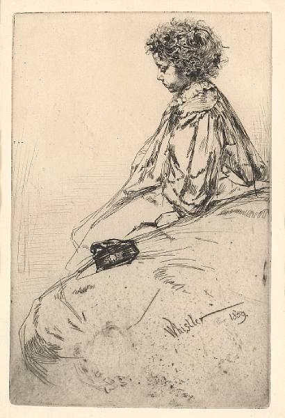 Appraisal: James Abbott McNeill Whistler American - Bibi Lalouette K Etching