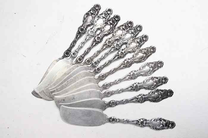 Appraisal: SET OF WHITING STERLING FLAT BUTTER KNIVES in the ''Lily''