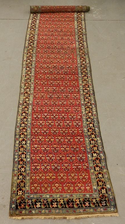 Appraisal: Persian Karabagh Wool Carpet Runner Persia CIrca Red ground with