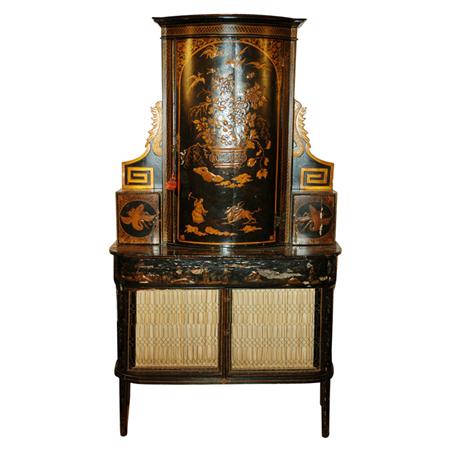 Appraisal: George III Style Gilt Decorated Japanned Cabinet Estimate nbsp nbsp