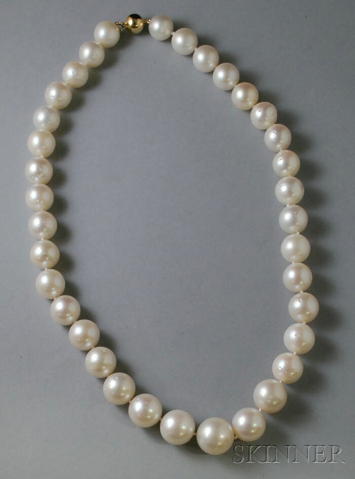 Appraisal: South Sea Pearl Necklace with kt gold clasp pearl dia