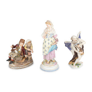 Appraisal: Six German Porcelain Figures th th Century three figures with