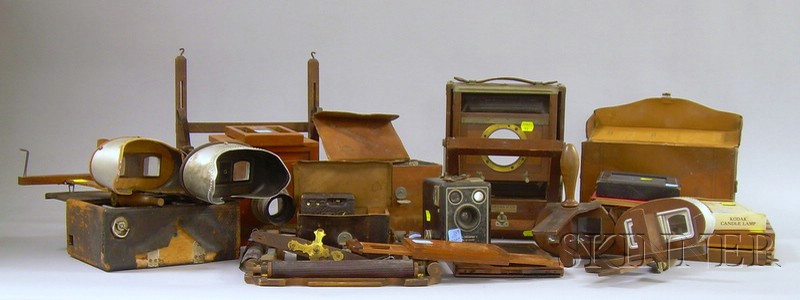 Appraisal: Four Stereoviewers Five Early Cameras and Assorted Photographic Accessories and