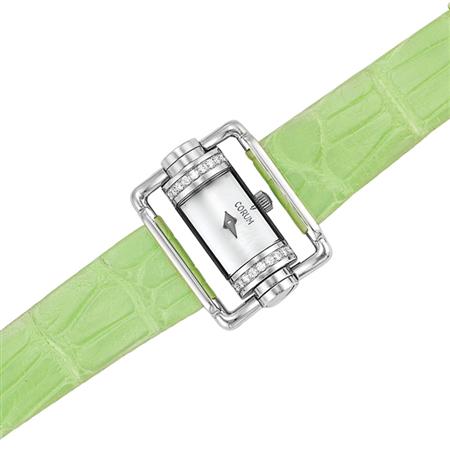 Appraisal: Stainless Steel Mother-of-Pearl and Diamond Driver's Wristwatch Corum Estimate -