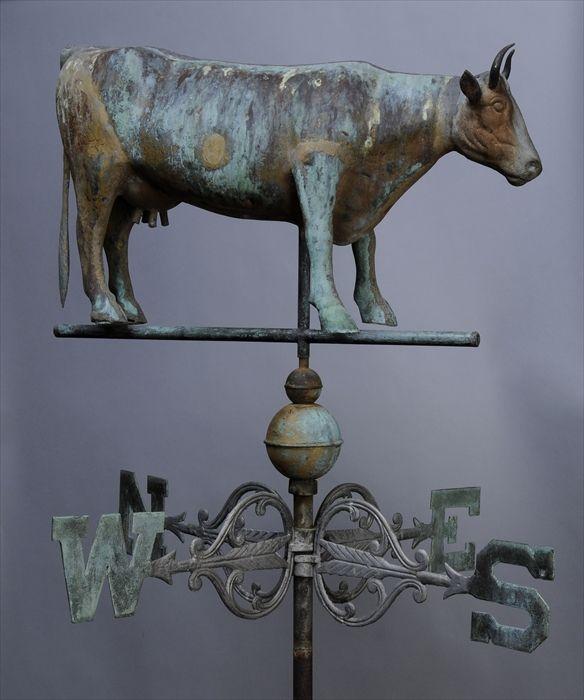 Appraisal: HOLLOW-CAST COPPER AND ZINC COW-FORM WEATHERVANE Facing forward fitted onto