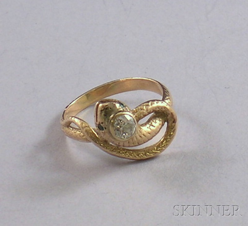 Appraisal: kt Gold and Diamond Snake Ring size