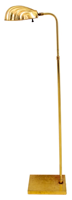 Appraisal: SHELL-SHAPED BRASS EXTENDABLE FLOOR LAMP Brass extendable floor lamp with