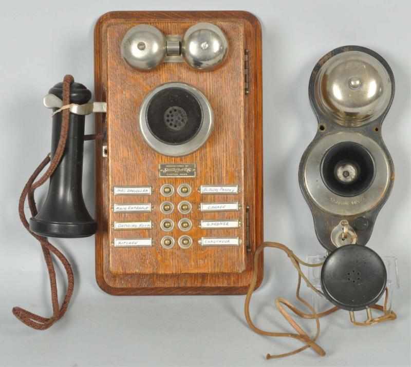 Appraisal: Lot of Wood Wall Intercoms Circa First is an oak