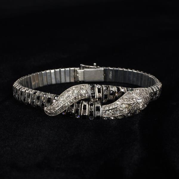 Appraisal: Art Deco Pave Diamante Snake Serpent Bracelet