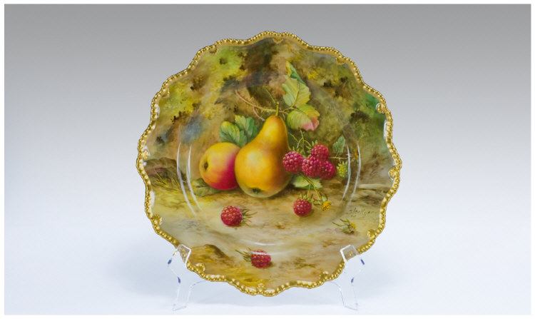 Appraisal: Royal Worcester Fruit Cabinet Plate With hand painted fruit scene