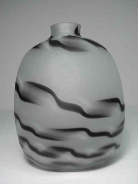 Appraisal: Black and white frosted art glass bottle vase Black smoky