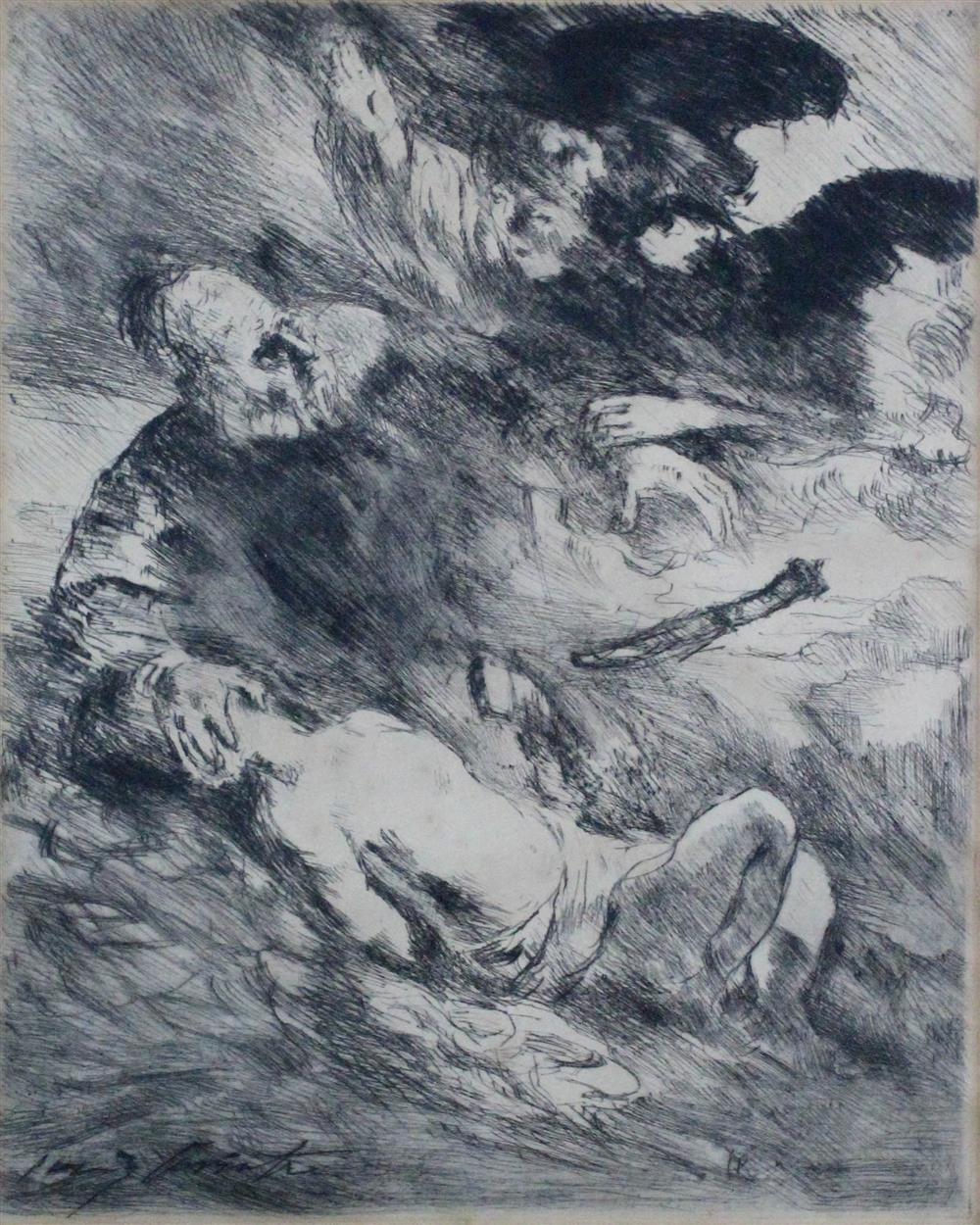 Appraisal: LOVIS CORINTH - ABRAHAM Etching X in sight Framed lower