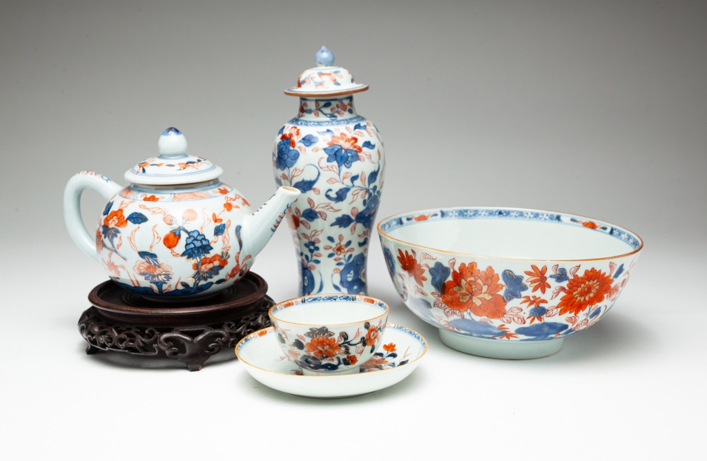 Appraisal: Late th-early th century Similarly decorated in blue and orange