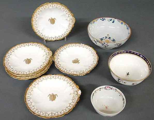 Appraisal: Group of ceramic tableware- English Delft bowl dia c four