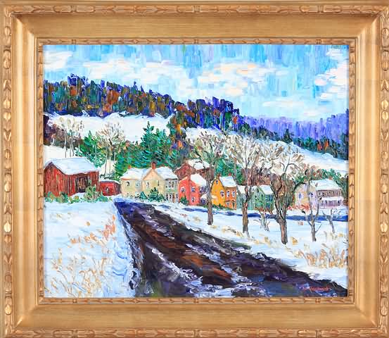 Appraisal: Houses on the Hill winter landscape Bucks County PA oil