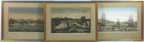 Appraisal: Three early th Century hand colored engravings 'Vue de la